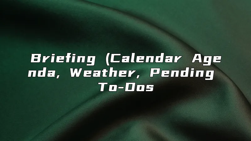 Briefing (Calendar Agenda, Weather, Pending To-Dos