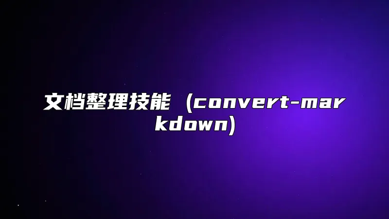 文档整理技能 (convert-markdown)