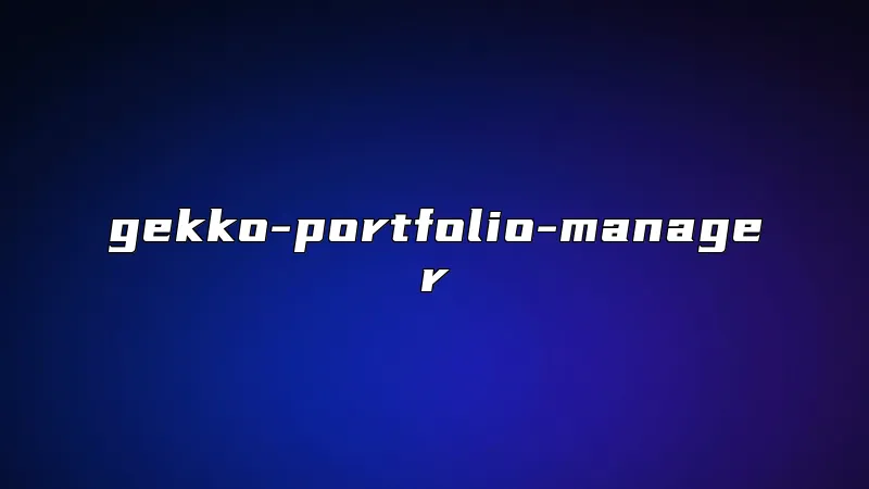 gekko-portfolio-manager